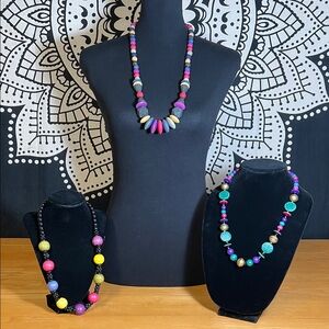 Multicolor Beaded Necklace Trio